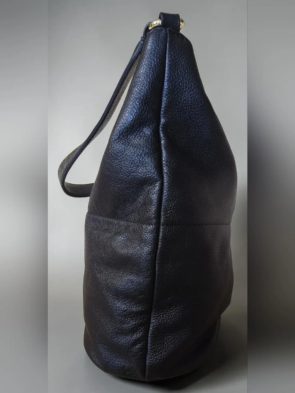 Lia Numa Italian Leather Black Hobo Shoulder Bag